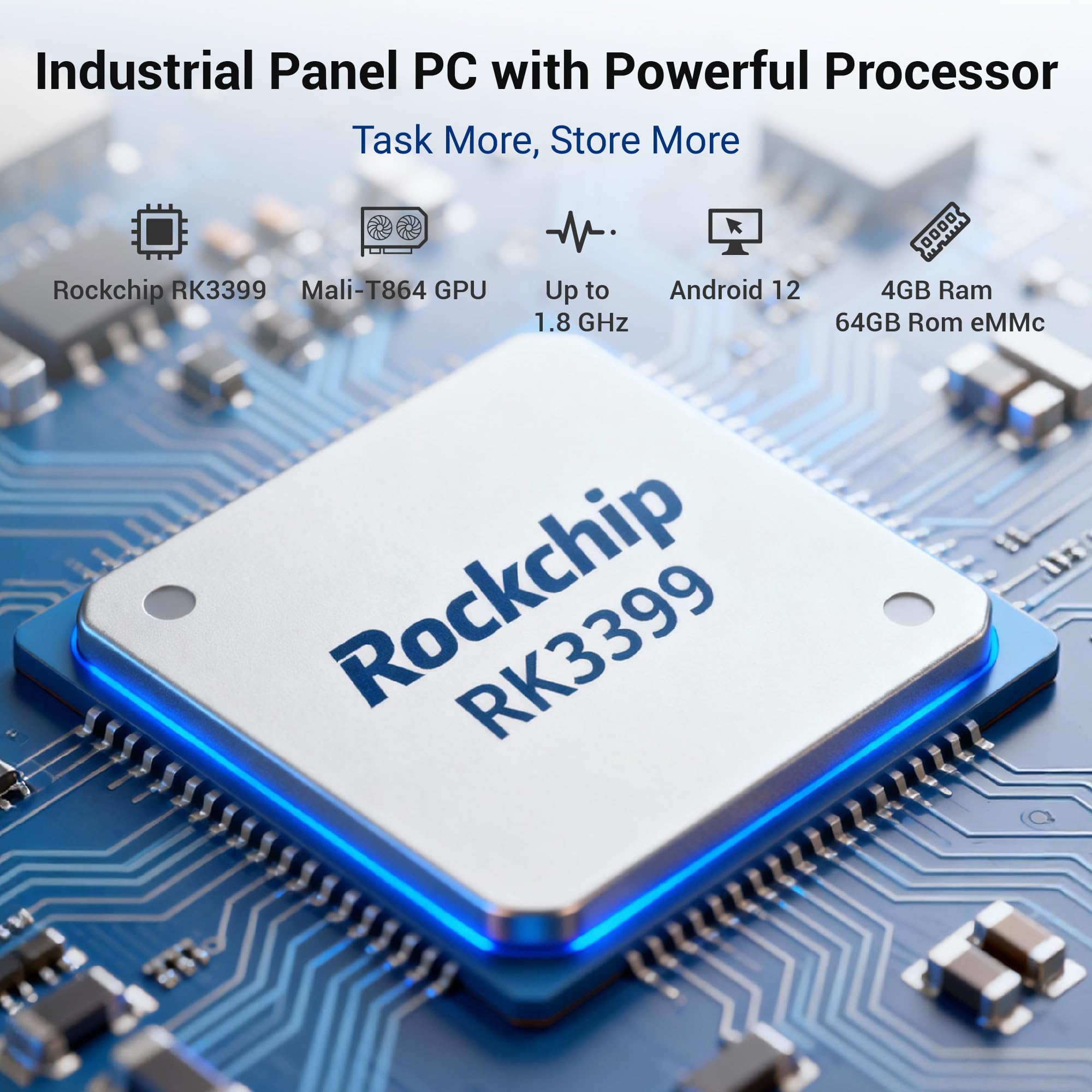 Panel PC-HEIGAOLAPC Industrie Touch Panel All in One 21.5 Zoll mit Schwenkhalterung, Touchscreen PC Android 12 RK3399 4GB RAM 64GB ROM, 1920*1080 IPS, HDMI 2.0, Type-C3,0, USB3.0*1, USB2.0*1, RJ-45