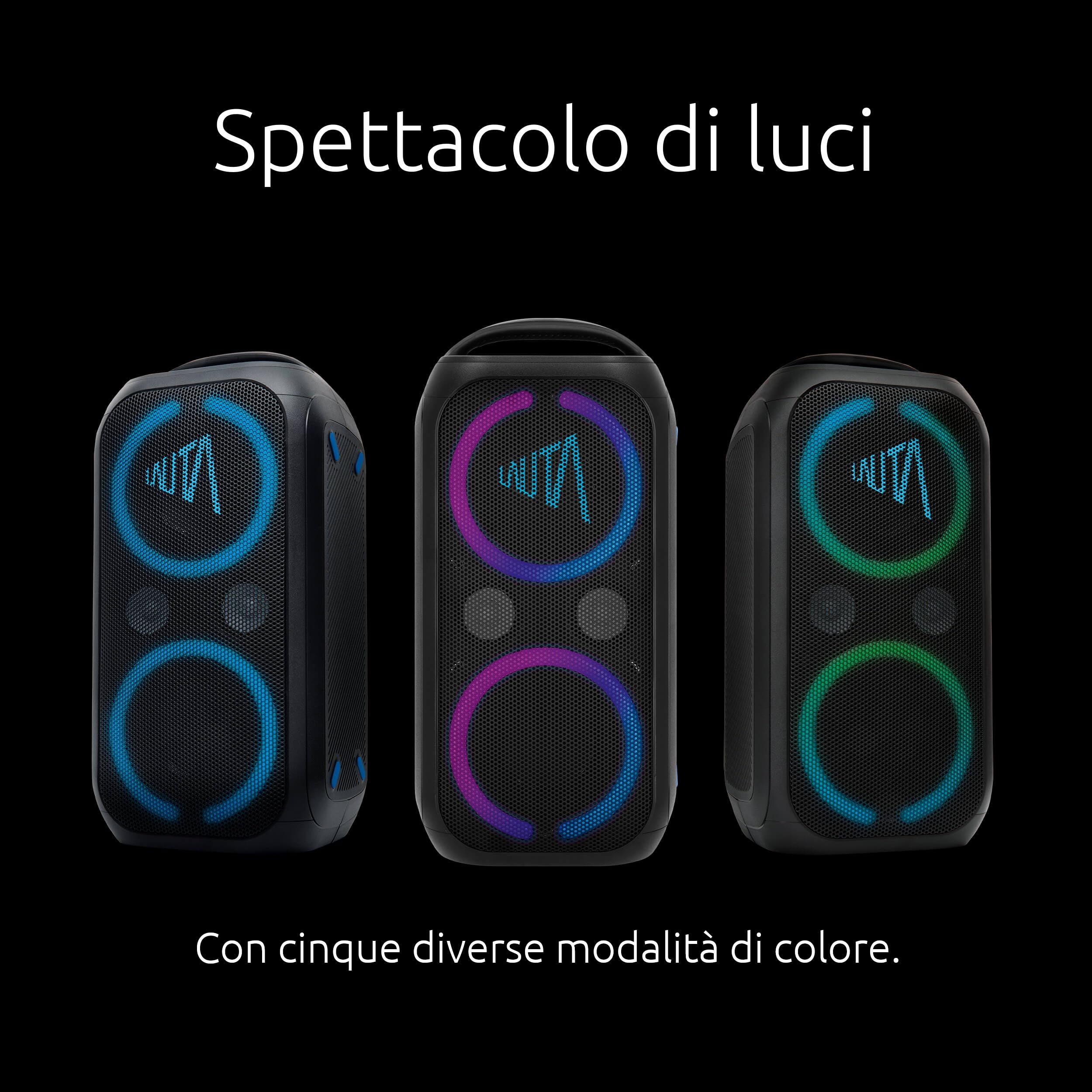 TechniSat LAUTA WUMMSBOX - Altoparlante Bluetooth portatile premium (160 W Peak, musica da festa 103 dB, Bass Boost, True Wireless Stereo, 12 h batteria, LED, IPX4, 80 W RMS)
