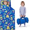 JOIEDOMI Toddler Nap Mat for Preschool 55x30 Sleeping Mat with Removable Pillow and Minky Blanket for Kids Ages 3-7 Roll Up Soft Kids Sleeping Bag for Boys Girls Kindergarten Daycare Sleepover