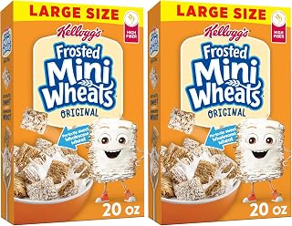 Kellogg's Frosted Mini-Wheats Breakfast Cereal, Kids Cereal, Family Breakfast, Large Size, Original, 20oz Box (1 Box) (Pack of 2)