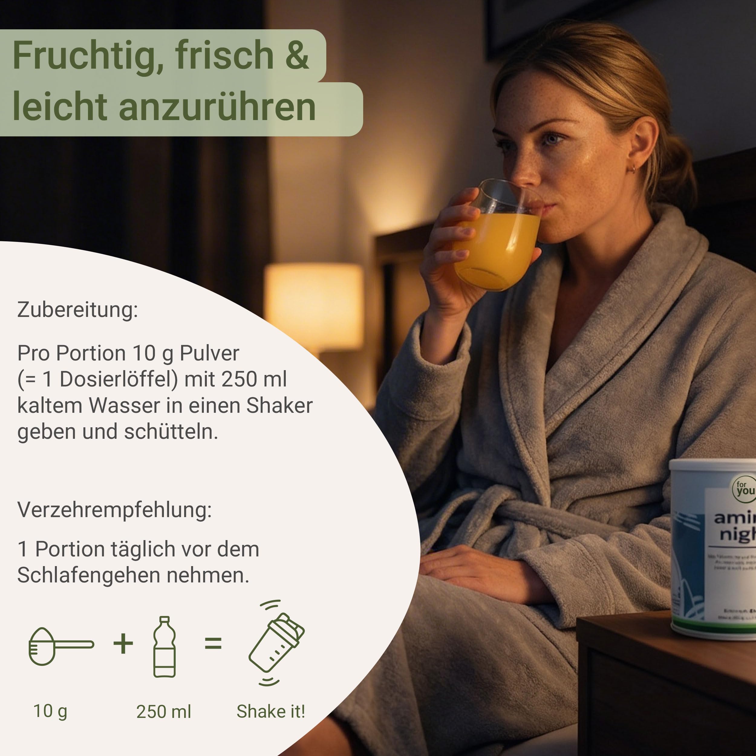 for you amino night I Pulver für die Nacht mit GABA, Lavendel, L-Glutamin, L-Tryptophan & Inositol I 391g versetzt mit Magnesium, Zink & Vitamin B6 | (Doppelpack Orange)