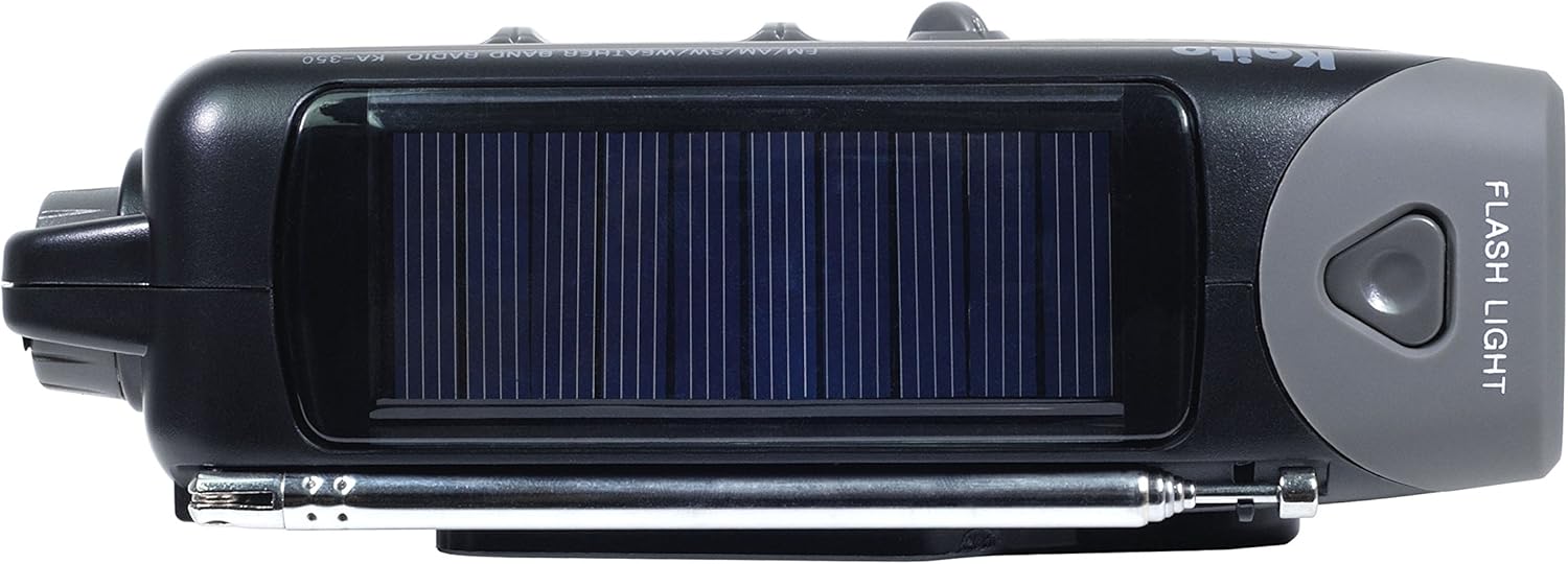 Kaito KA350YLW Voyager Trek Solar/Crank AM/FM/SW NOAA Weather Radio with 5-LED Flashlight, Yellow