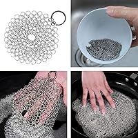 Vista 2 de Kit de limpieza de hierro fundido, Cepillos de limpieza de ollas, Depurador de malla de acero inoxidable, Raspadores de cacerola, Limpieza de cocina