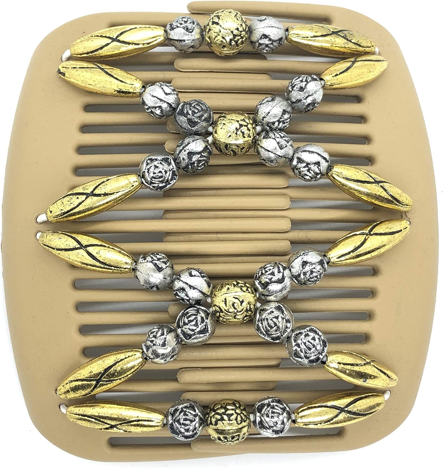 Gold and Silver African Butterfly Hair Clip with Blonde Interlocking Combs