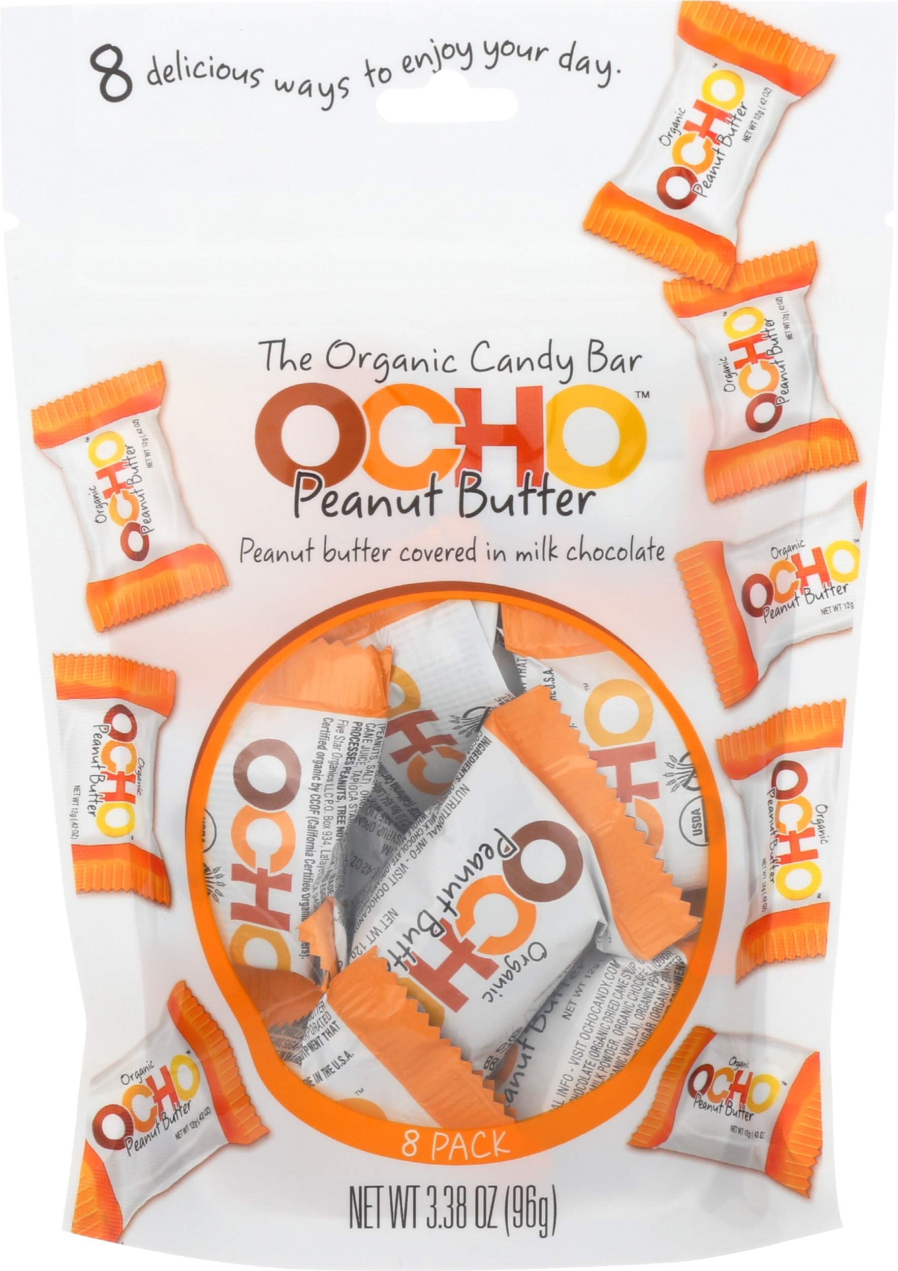Ocho Candy Candy Peanut Butter Org, Organic, (Pack of 12), 3.52 Ounce