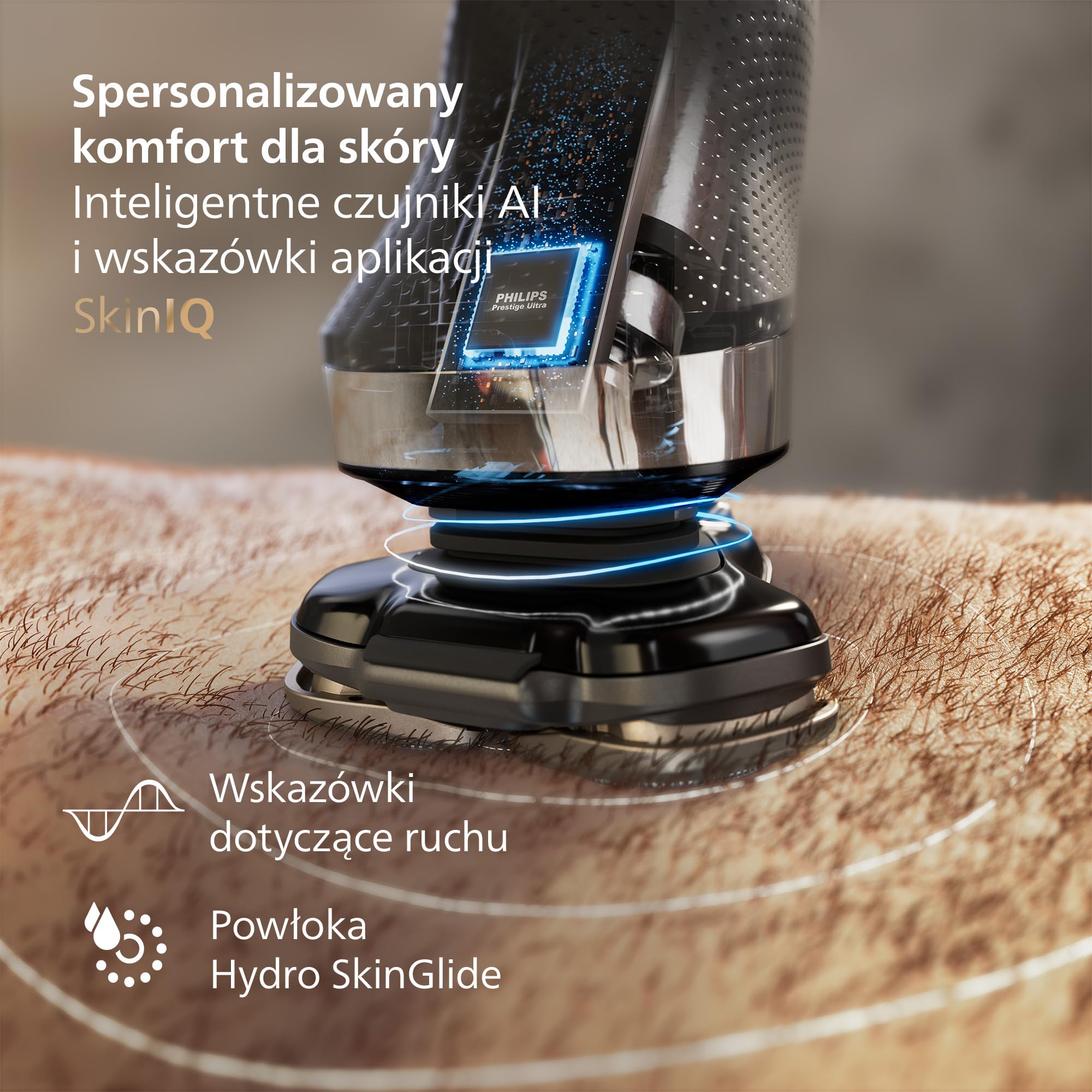 Philips Shaver i9000, Golarka elektryczna do golenia na mokro i na sucho, technologią Skin IQ, systemem Triple Lift & Cut, 360 Obrotowe podwójne ostrza SteelPrecision, Quick Clean Pod, X9001/30