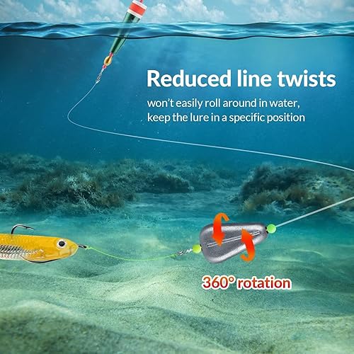 Miniatura 3 de THKFISH Pesas de pesca, sin rollo, pesos de plomo, sin enganches, fregaderos planos en línea para plataformas de pesca de gato, agua salada y agua