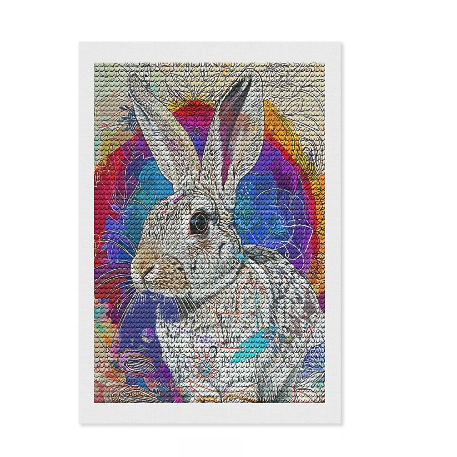Junmoney Cony Art DIY Diamond Art Canvas Kit 8"x12", for Adults, Boho Decor, Full Kit Included, Artistic Hobby, Arts and Crafts