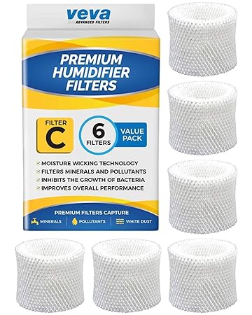 VEVA 6 Pack Premium Humidifier Filters Replacement for Honeywell Filter C, HC-888, HC-888N Cool Moisture Evaporative Humidifiers