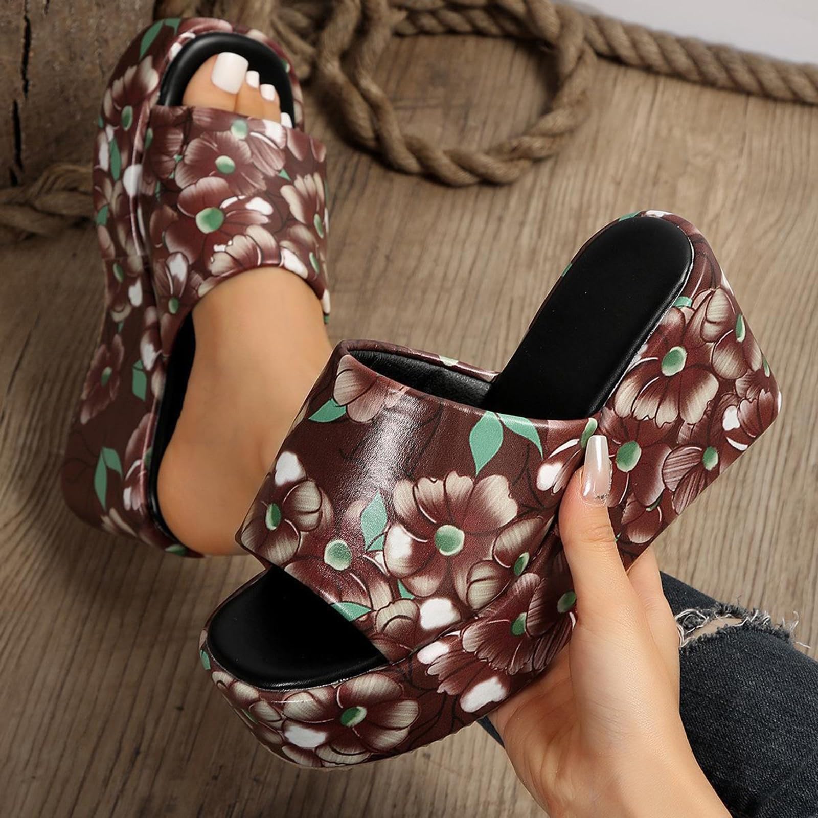Ciabatte Donna Estive da con Zeppa E Fondo Spesso, Infradito, Sandali Plateau Donna, Pantofole Casual A Bocca di Pesce Ortopediche in Blu Plantare Estraibile Estivi Scarpe Estate
