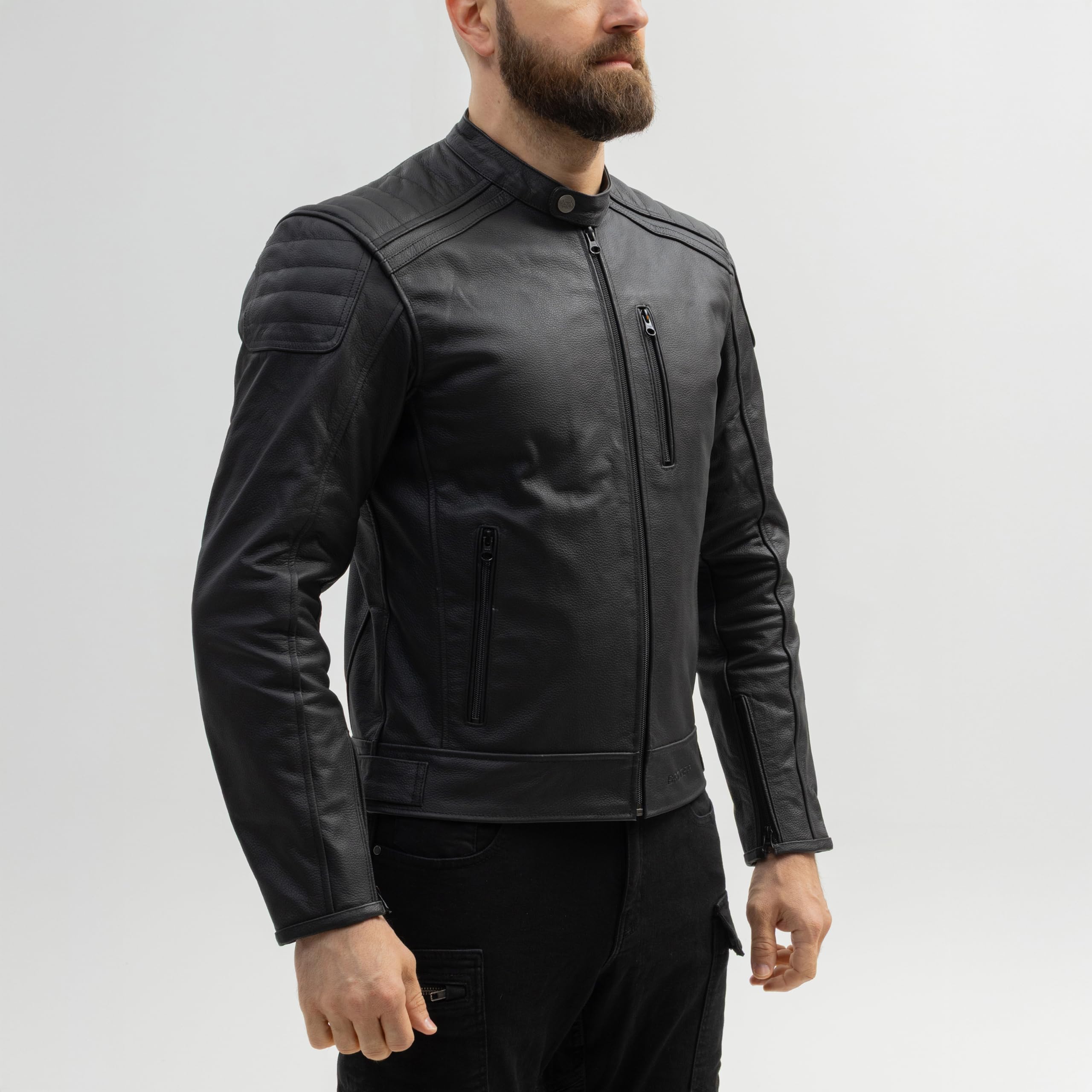 BROGER Legend Chaqueta de moto Hombre | Piel | Protectores de codo y hombro de Nivel 1 | Bolsillo para protector de espalda | Nivel de protección AA | Tallas hasta 10XL