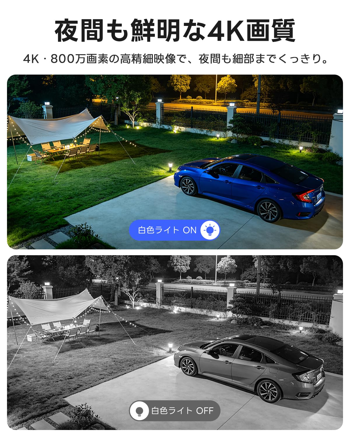Amazon.co.jp: 【3年保証・4K画質・発光威嚇・双方向音声】H.View 800