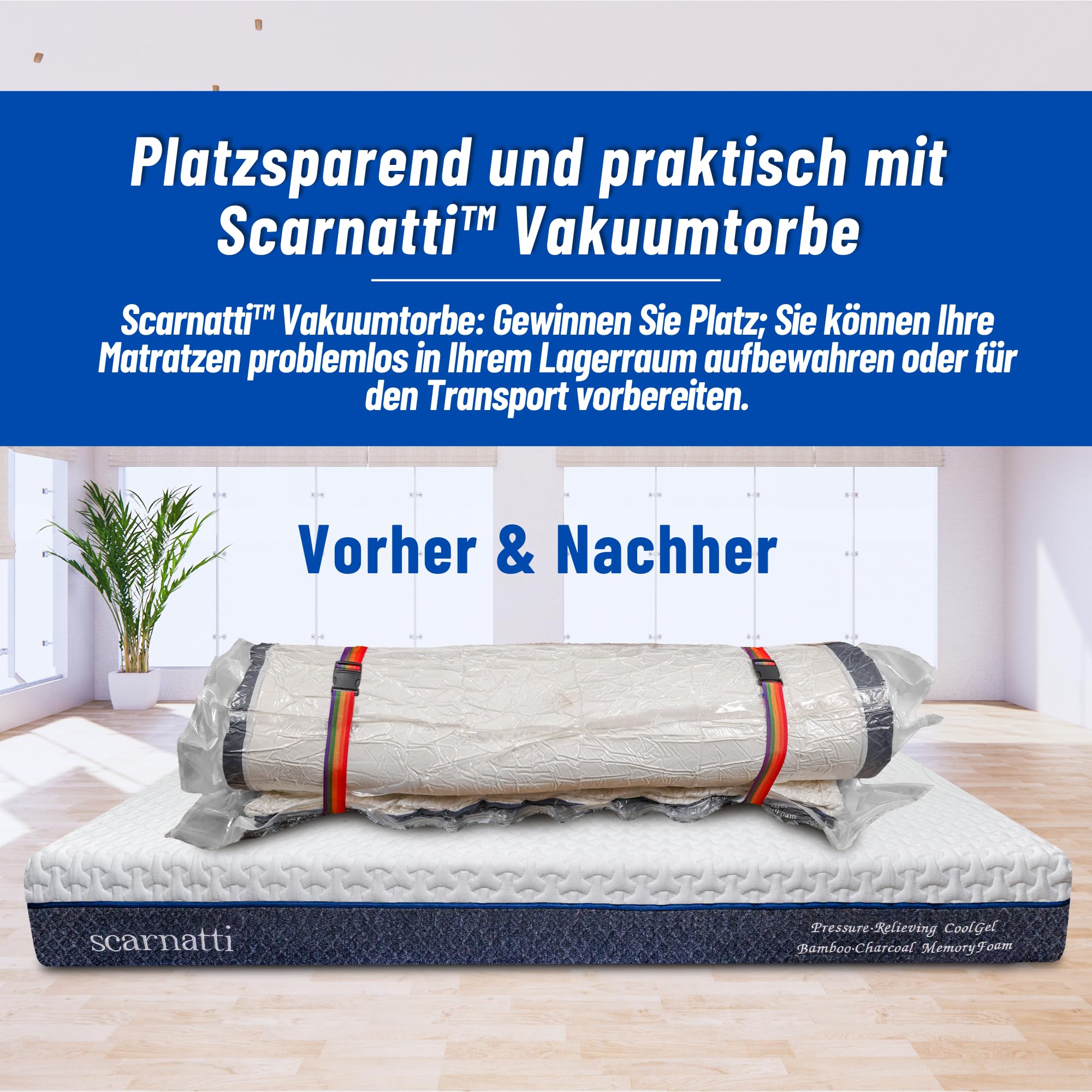 Vakuumversiegelte Matratzenbeutel mit Reißverschluss – Staub- und Feuchtigkeitsbeständig, Platzsparend für Matratzen 120/140/160/180x200cm & XXXL-Größe 245x220cm
