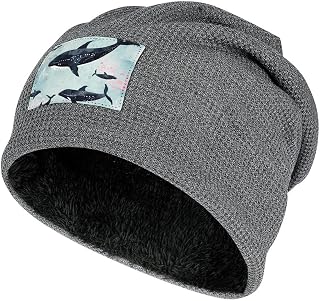 Whale Beanie for Men Women Soft Skull Cap Cozy Pullover Hat Thick Watch Cap Slouchy Beanie Winter Hat