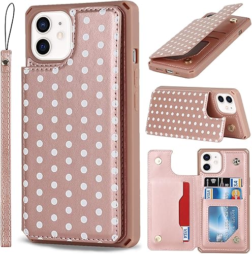 Miniatura 134 de Cavor for iPhone 11 Wallet Case with Card Slots Holder,Premium PU Leather Kickstand Feature Case [Wrist Strap] Double Magnetic Clasp Shockproof Flip