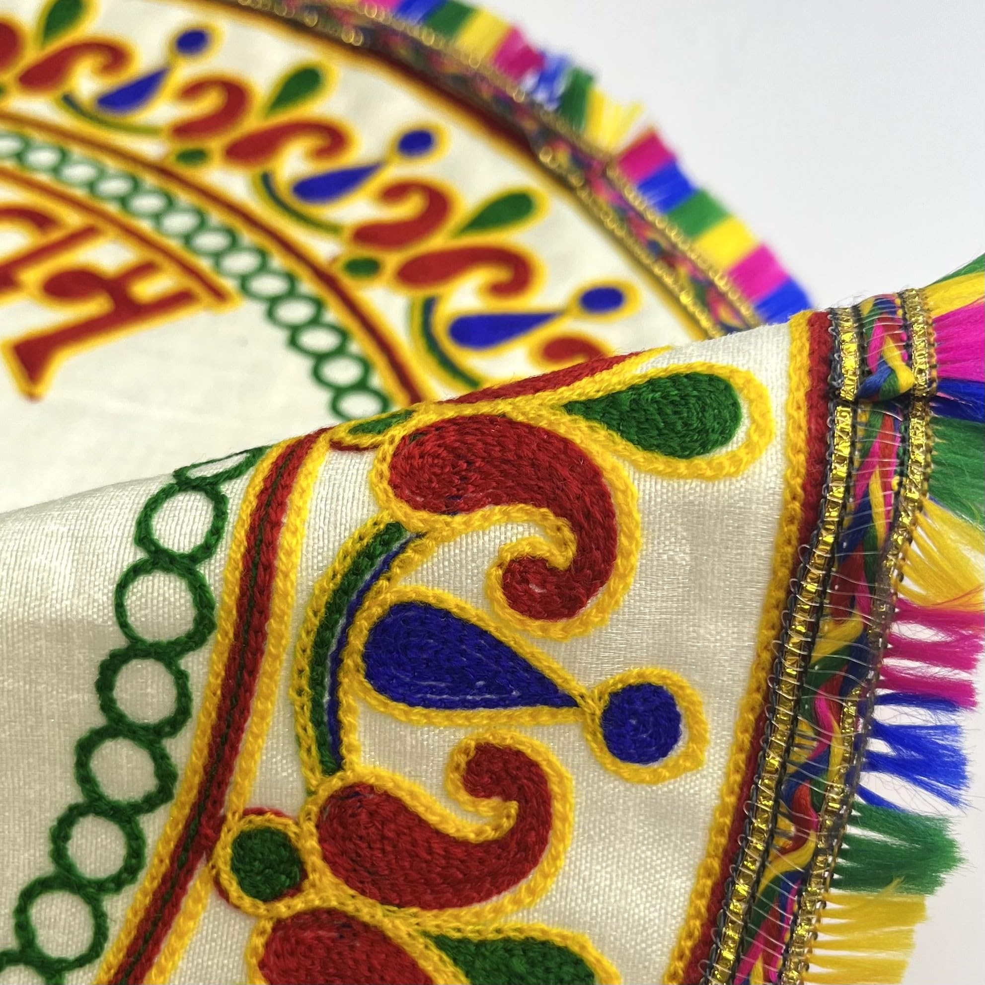 Yasamazing Bride's Born Baby Welcome Embroidered Printed kutchi Working Modern Welcome Footprint Handprint Cloth Kanku Pagla Rumal 1 Pcs (K15216H) - Image 5 thumbnail
