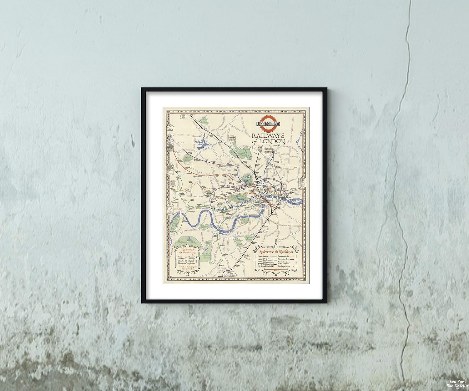 Map: Pocket, Underground Railways of London. E. G. Perman 1928 | Historic Vintage Reprint | Size: 20x24