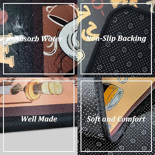 Miniatura 6 de Alfombras y tapetes de cocina de café antideslizantes, lavables, resistentes a las manchas y a la decoloración, adecuados para tapetes de cocina,