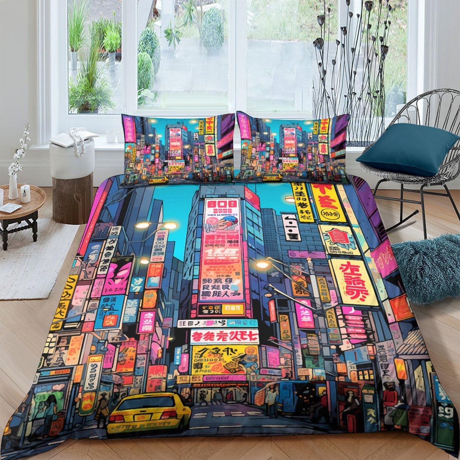 Ctjqhvkz Style-10 3D Printed City Lights Fitted Sheet Microfiber Soft Urban Nightscape Bed Cover For Bedroom Dorm Mattress Protection Decor Single（135X200cm）