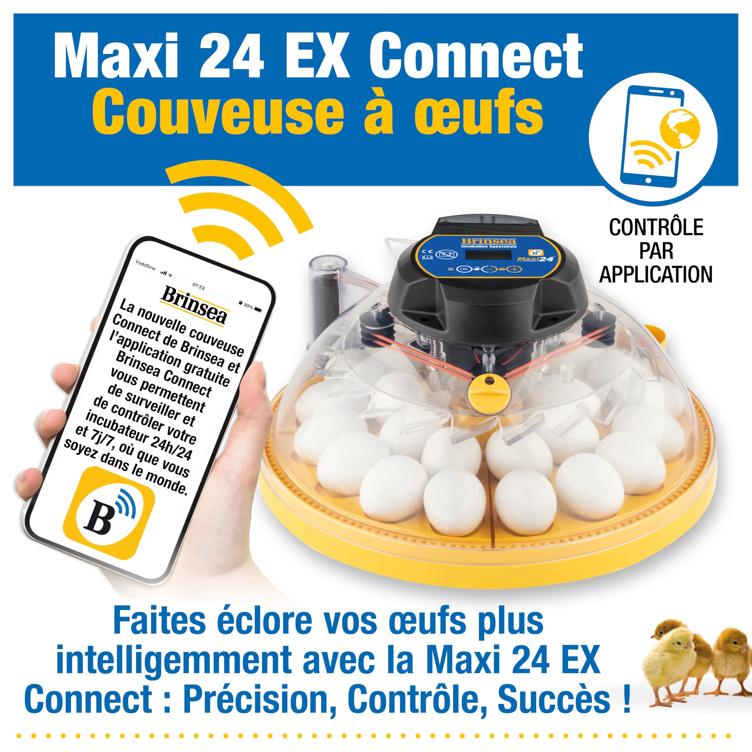 Incubadora Brinsea Maxi 24 EX Connect – Incubadora para 24 huevos de gallina con control completo mediante aplicación móvil.