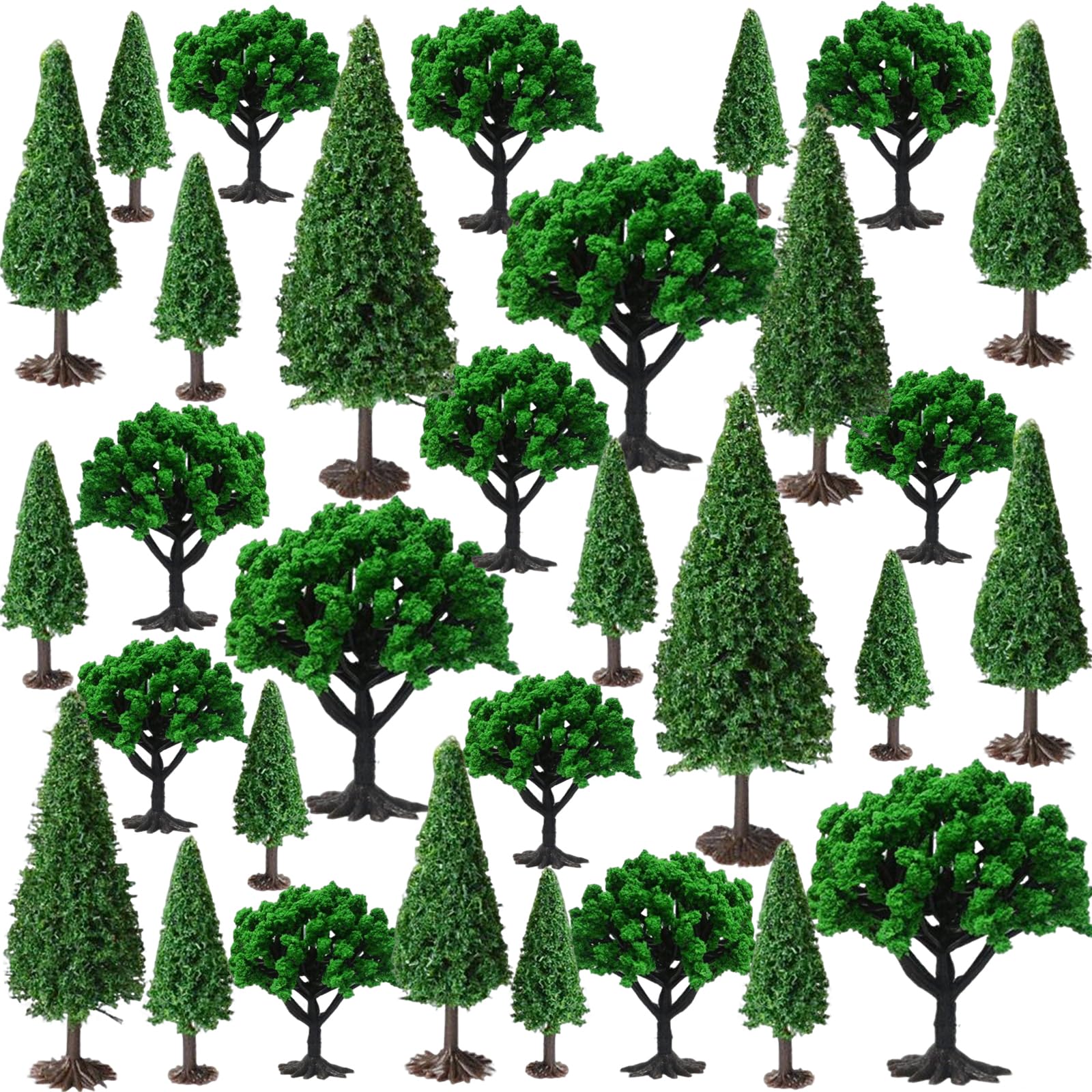 30 Pieces Model Trees, Miniature Trees, Miniature Model Trees Landscape, Model Trees, Train Trees, Diorama Miniature Trees Made of Plastic for DIY, Sand Table 5-11.5 cm