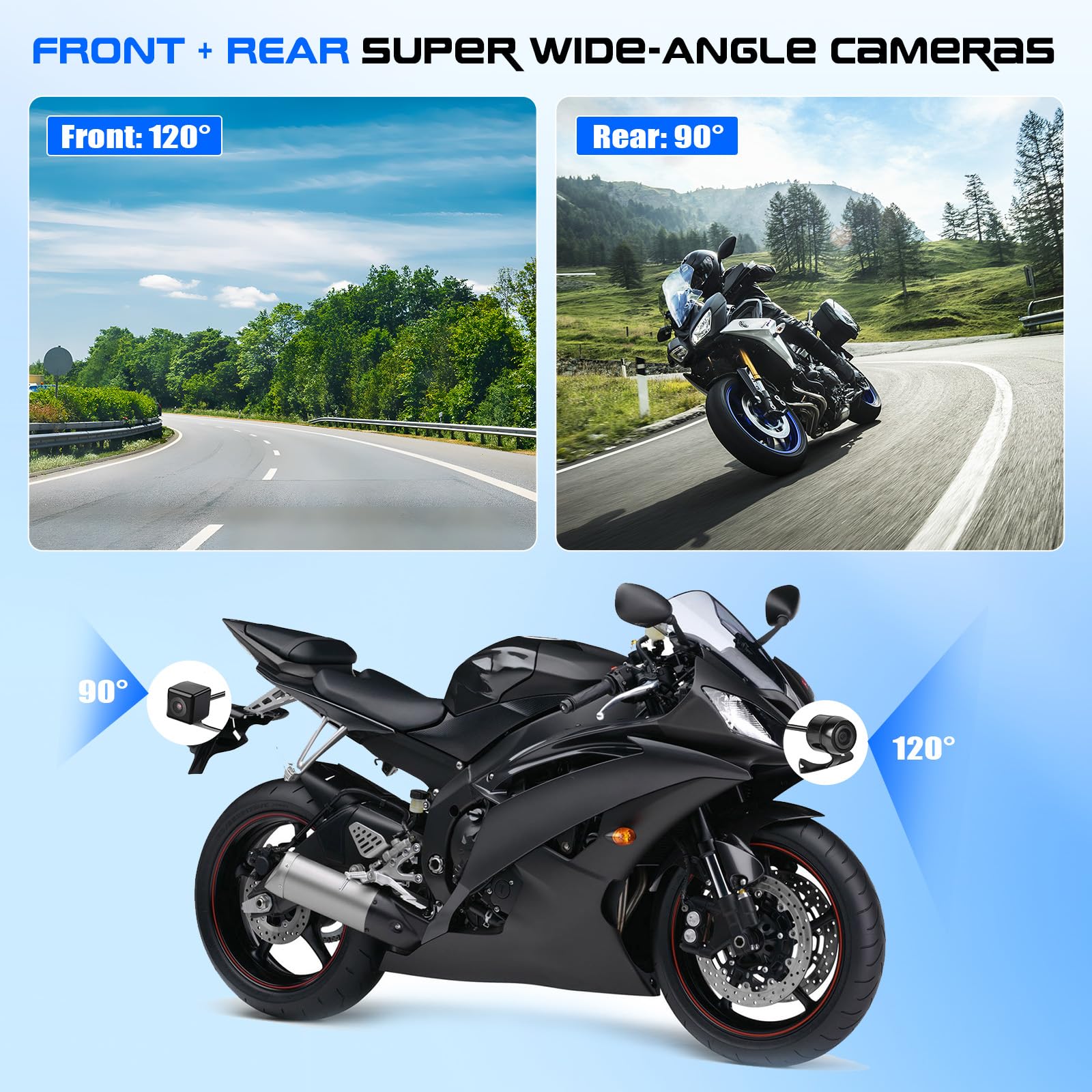 【Novedad 2026】 Camecho Dashcam 1080p para Moto con cámara Delantera y Trasera, Pantalla IPS HD de 2 Pulgadas, cámara para Moto con certificación IP65, Dash CAM para Motocicleta