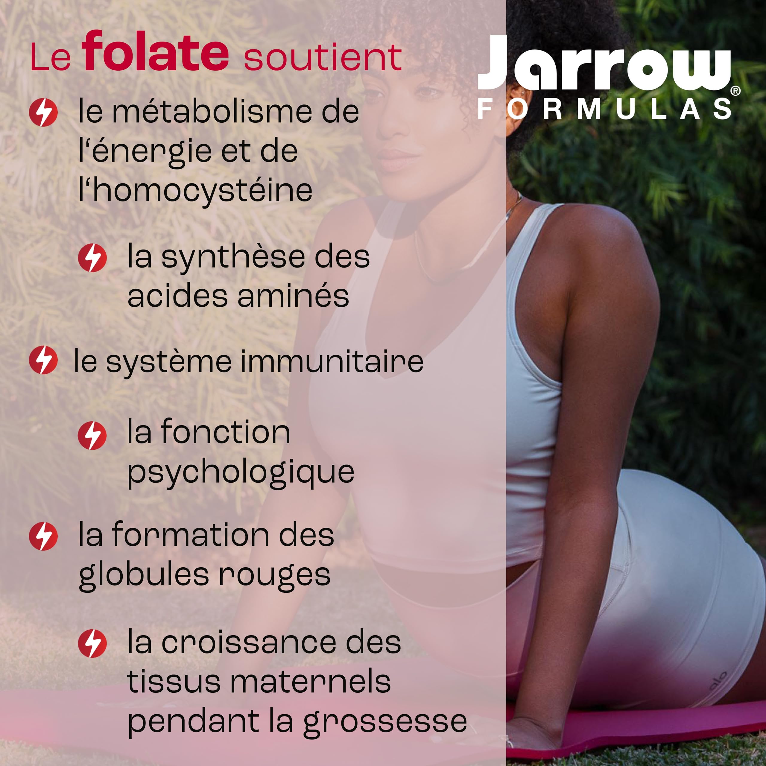 Jarrow Formulas, Methyl Folate (5-MTHF), 400mcg, Acide Folique, 60 Capsules végétaliennes, Testé en Laboratoire, Sans Gluten, Végétarien, Sans Soja, Sans OGM