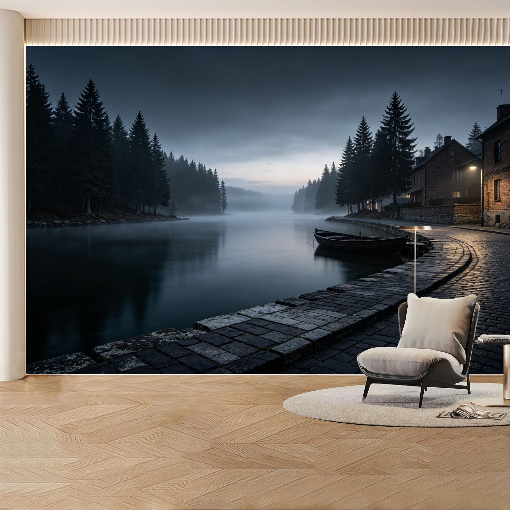 Custom Wall Mural Wallpaper Tuscany Landscape， Cypress Trees， 3D Effect， Wall Decor， Large Wall Art， Sunset， Misty Removable SelfAdhesive Large Photo for Living Room， Bedroom， Office