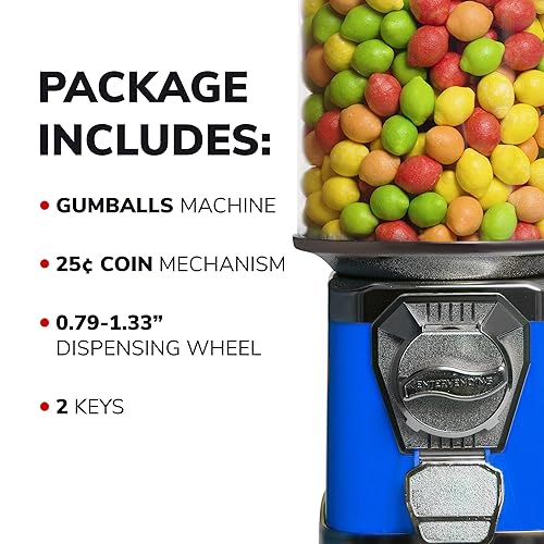 Miniatura 7 de Máquina de chicles para niños - Máquina expendedora azul con globo cilíndrico - Máquina de chicle para niños - Máquina expendedora casera - Máquina