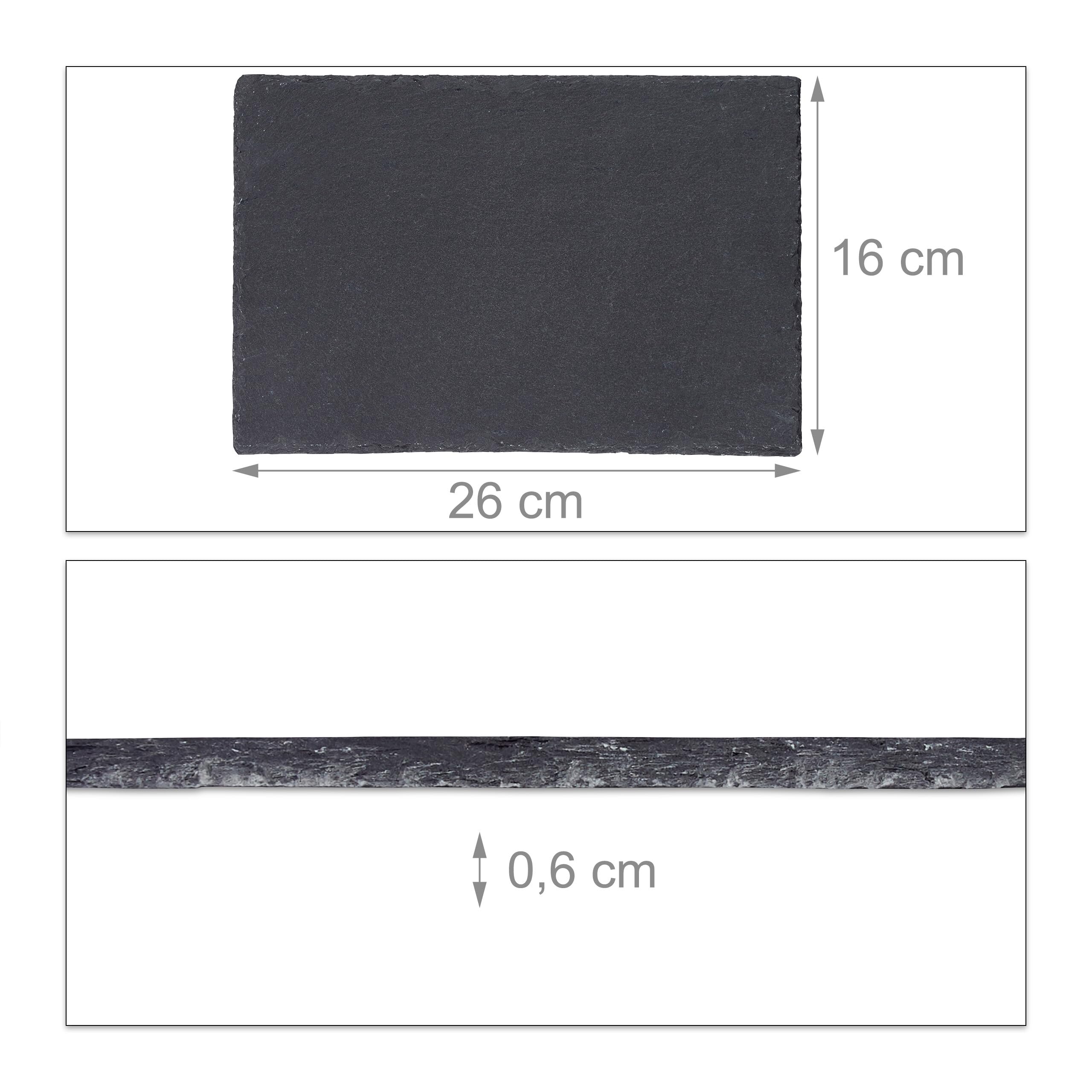 Relaxdays Piatti in Ardesia, Set da 4 Vassoio da 26 x 16 cm per Servire & da Scrivere, Tavolette per Buffet, Antracite