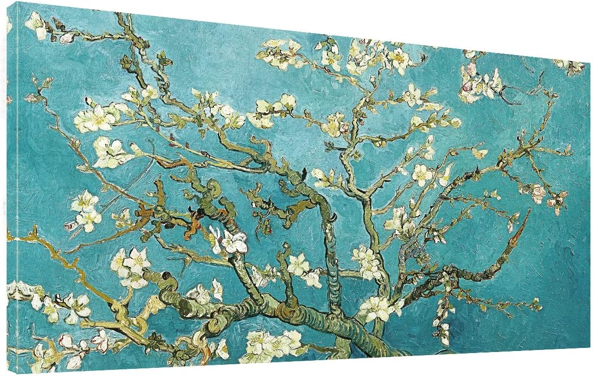 PGINLOTU Almond Blossom Tree by Vincent Van Gogh Famous Oil Paintings Reproduction Flowers Pictures for Living Room Home Office Wall Decor Artwork -20"x40"inch