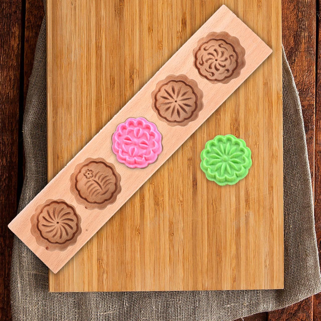Wooden Moon Cake Mold 11.88 Inch Decorative Pattern Baking Tool for Diy Pastry Making with Natural Wood Material Easy to Use and Clean for Home Baking - Image 8