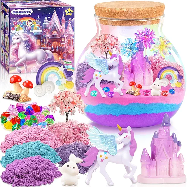 Kit Terrarium Licorne avec Veilleuse et Télécommande - Jouet Créatif Enfant 4-12 Ans