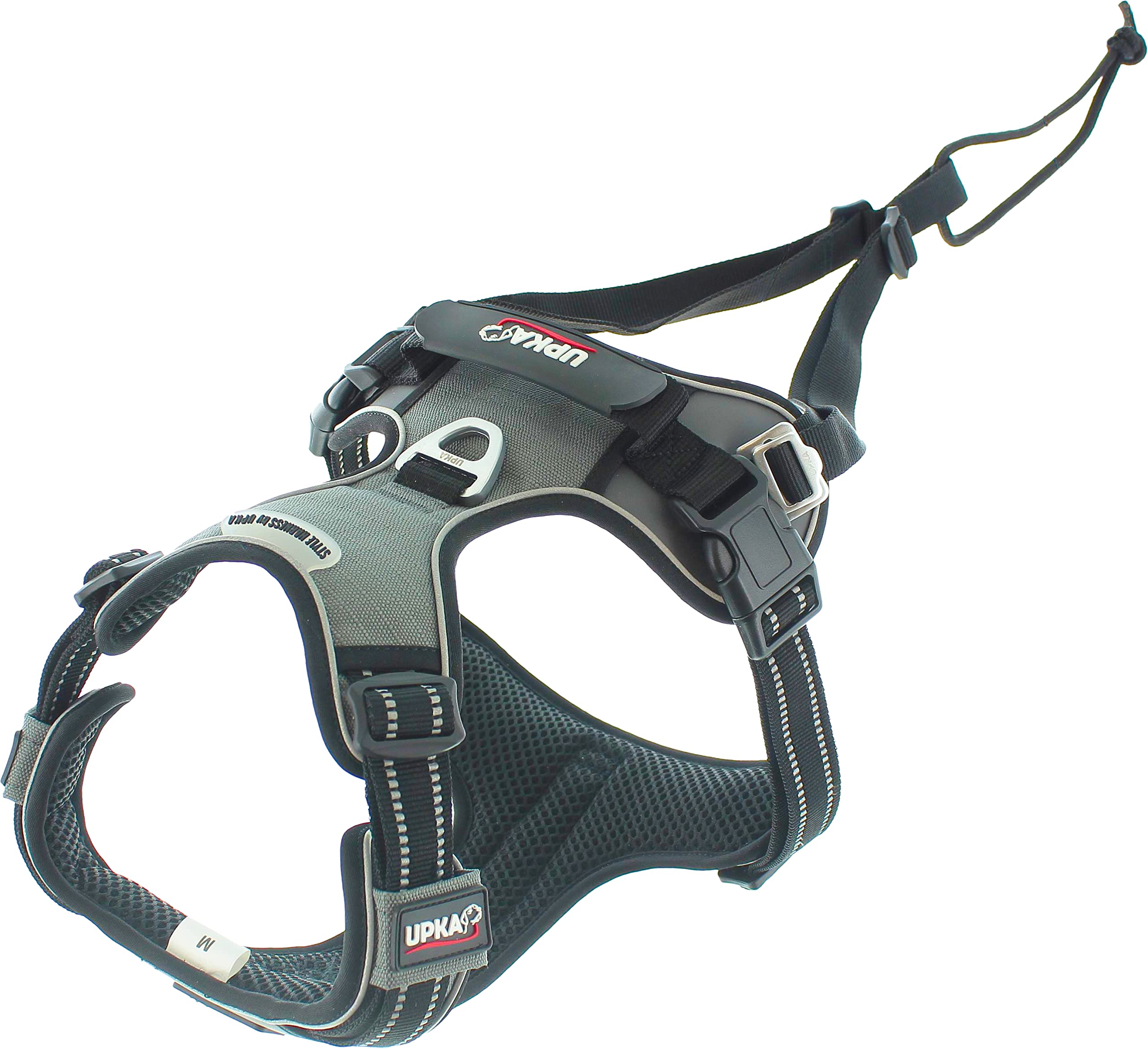 Arnés de perro estilo ultra versátil ideal para paseos en campo y paseos urbanos, con posibilidad de cani Jogging y anillo anti tracción delantero color gris (XXS)