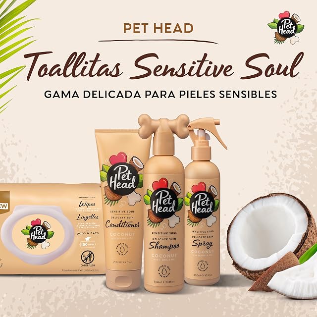 Foto 7 de 7 de Pet Head Sensitive Soul Toallitas para Perros y Gatos - Paquete de 100