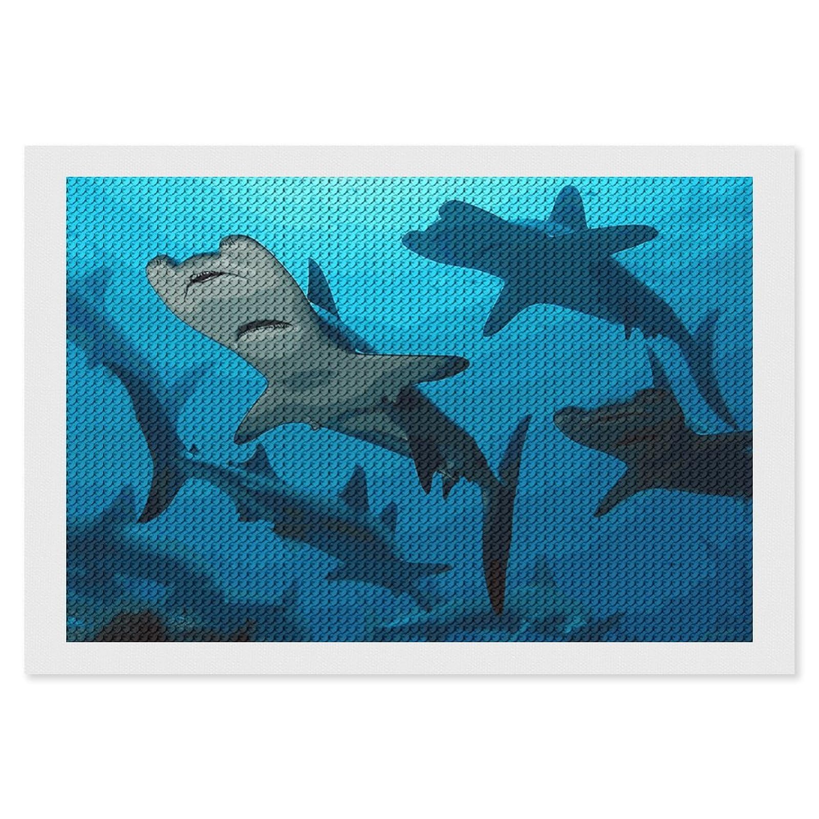 Jtkbnvm Style Hammerhead Sharks Diamond Art Kits For Adults Beginners Gem Art Painting Kits With Diamonds Diy 5D Full Drill Diamond Dots Paintings Craft Painting Kits For Home Wall Decor 8"X12"