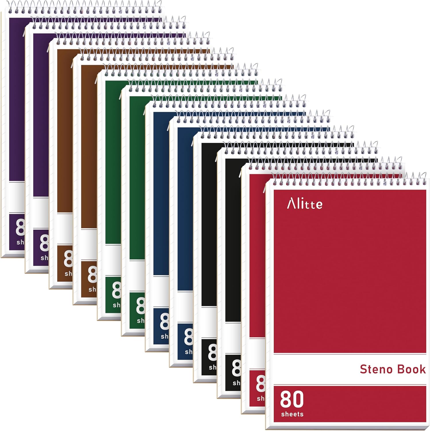 Alitte Steno Pads Spiral 6x912 Pack Assorted Bright