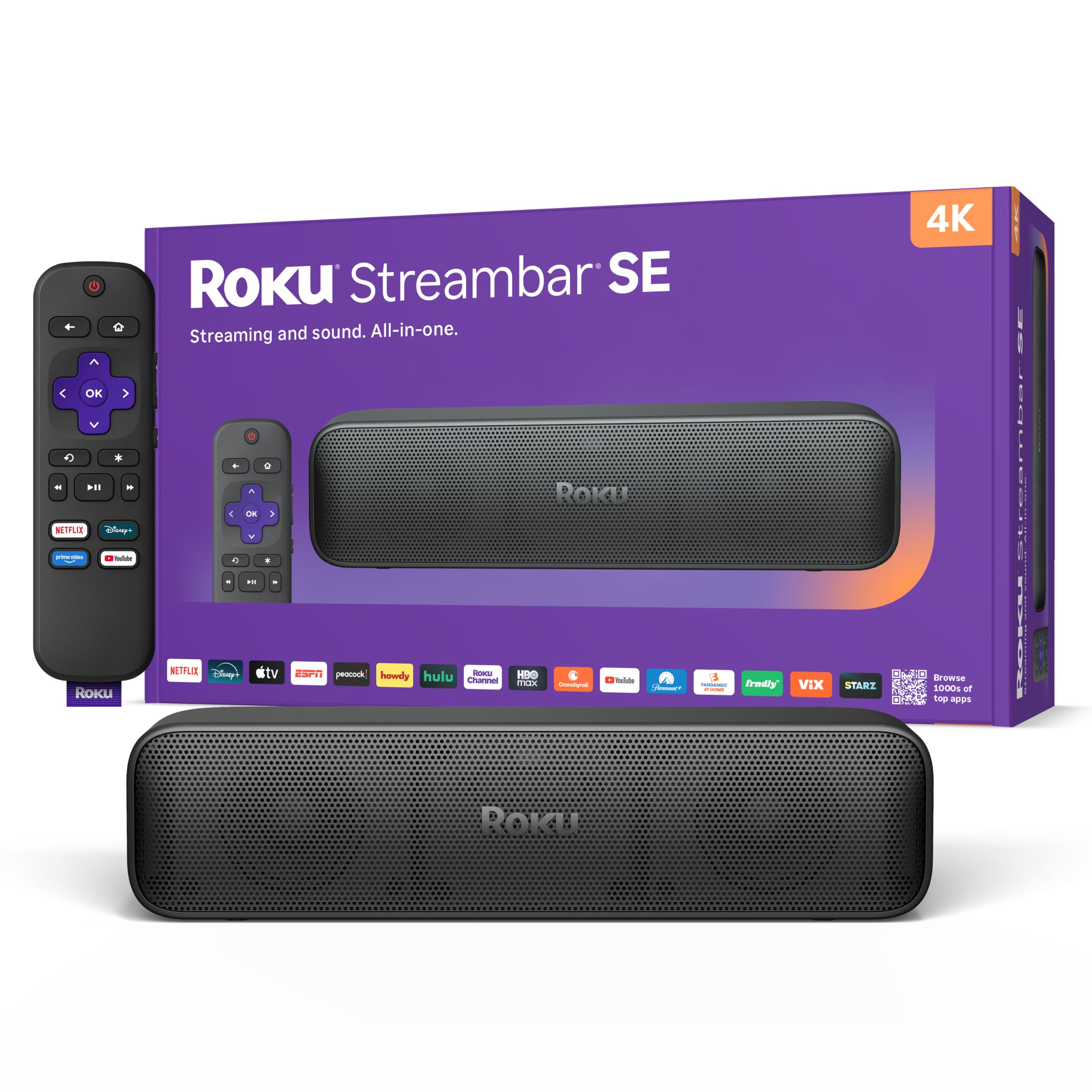 Roku Streambar SE | 2-in-1 TV Soundbar with Built-in 4K/HD/HDR Streaming, Premium Speakers, & Enhanced Speech Clarity for Crisp, Clear Dialogue - Quick Guided Simple Setup-picture-23