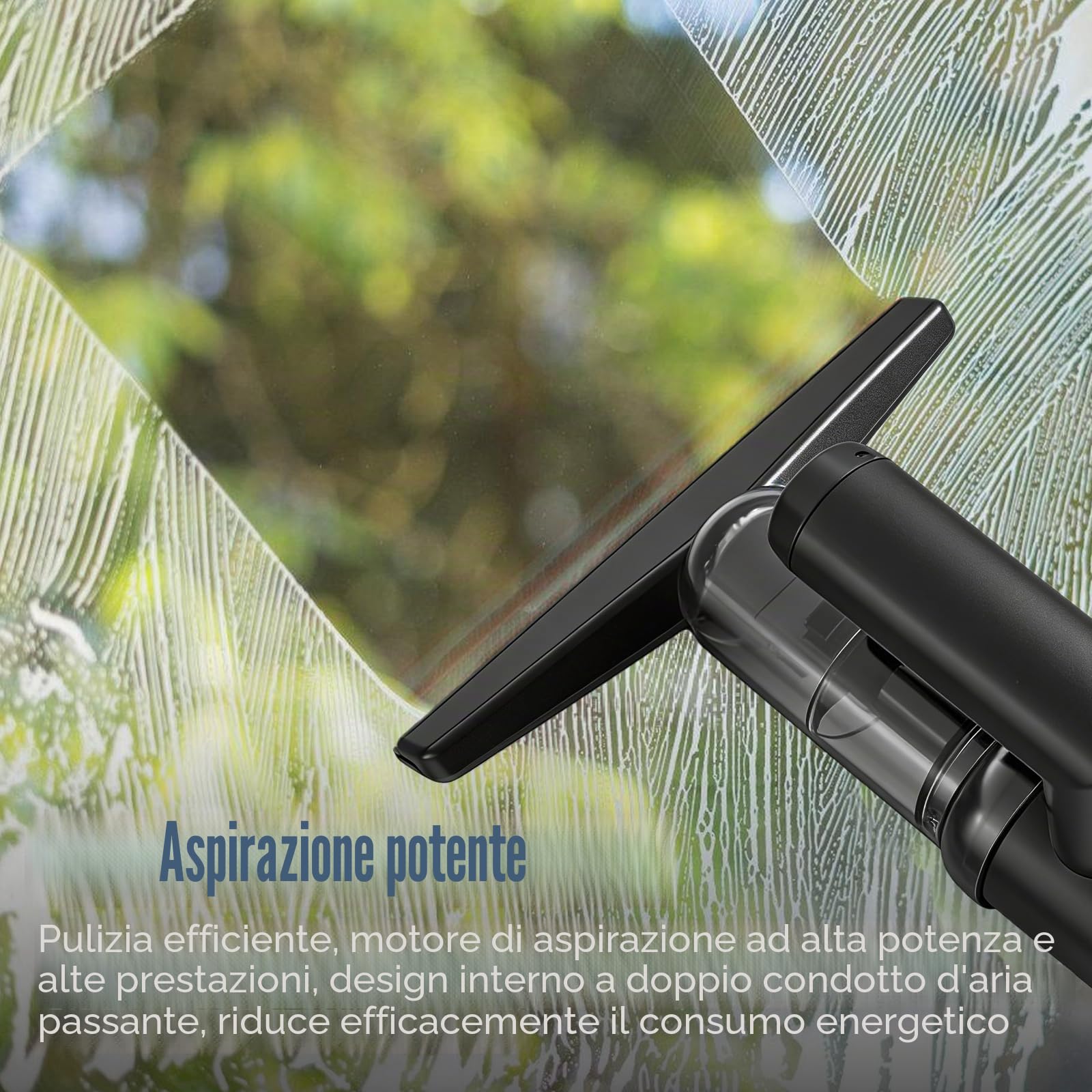 Pulitore per finestre, elettrico, senza fili, con durata della batteria di 30 minuti, maneggevole, leggero, serbatoio dell'acqua da 100 ml, per finestre, specchi, piastrelle, vetri auto