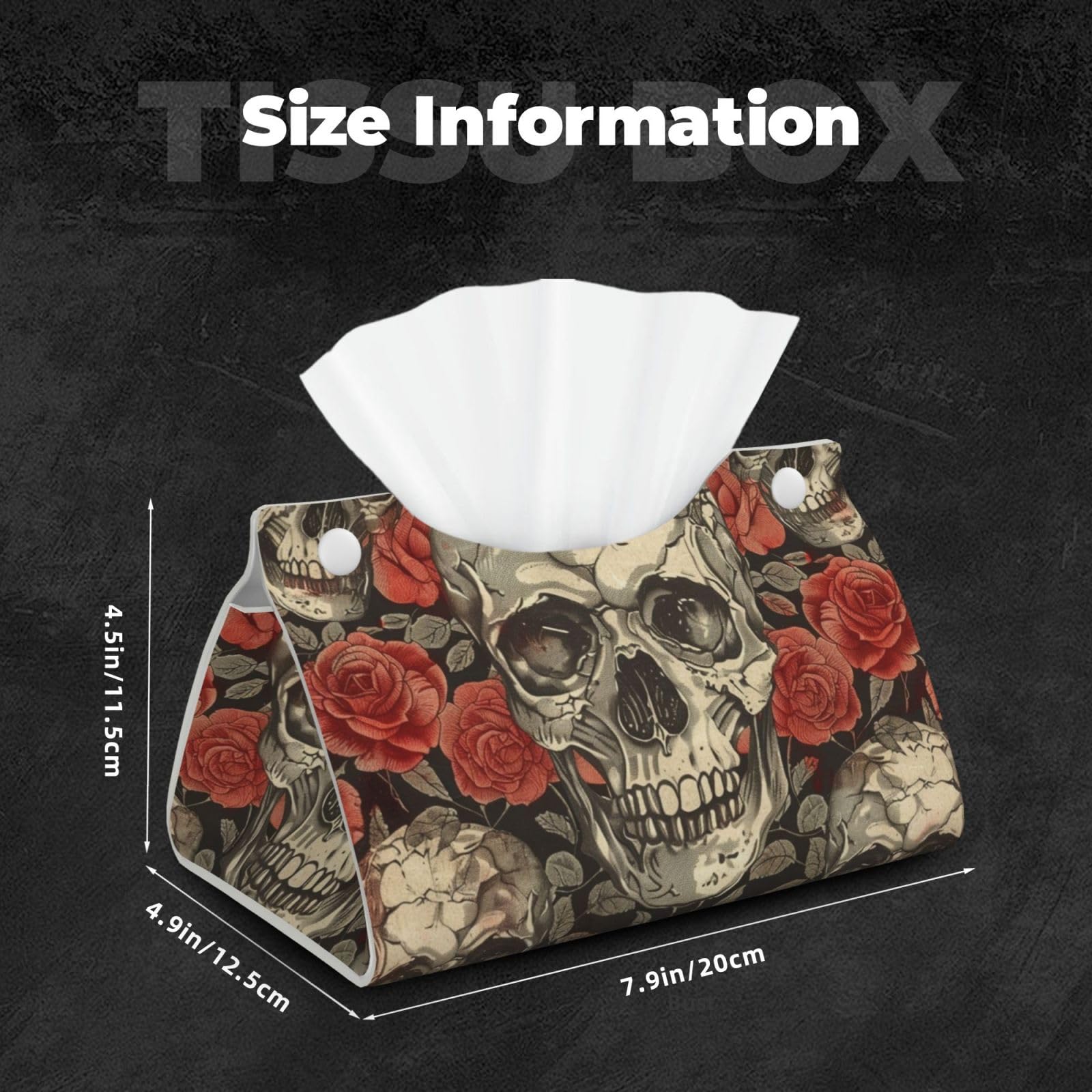 Taschentuchbox-Abdeckung Mit Totenkopf-Motiv – PU-Leder, 13x13x14 Cm, Wasserdicht, Für Bad & Auto