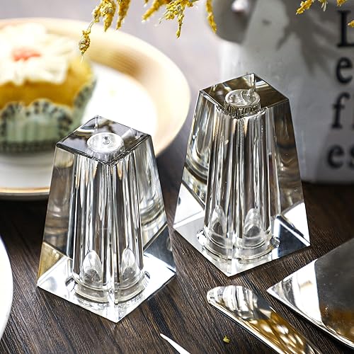 Juego de saleros y pimenteros de cristal para mesa, salero y pimentero de cristal pequeño