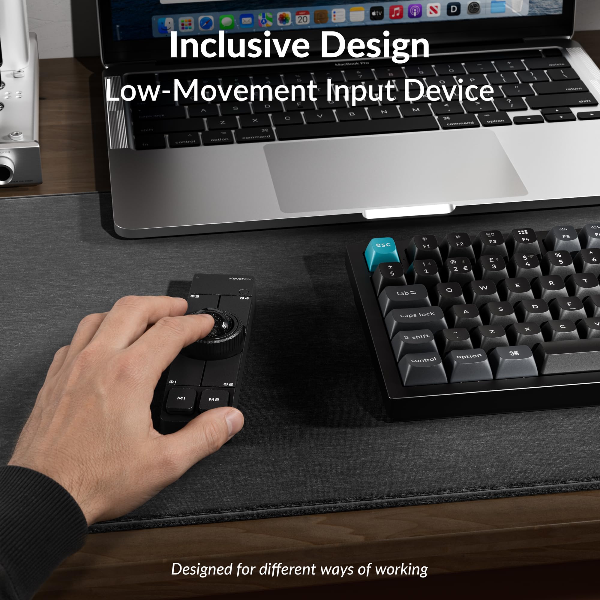 Keychron Nape Pro - Mouse trackball wireless, trackball centrato sulla tastiera per programmatori e utenti di produttività, navigazione a 8 direzioni, programmabile ZMK, 2,4 GHz/Bluetooth/cablata
