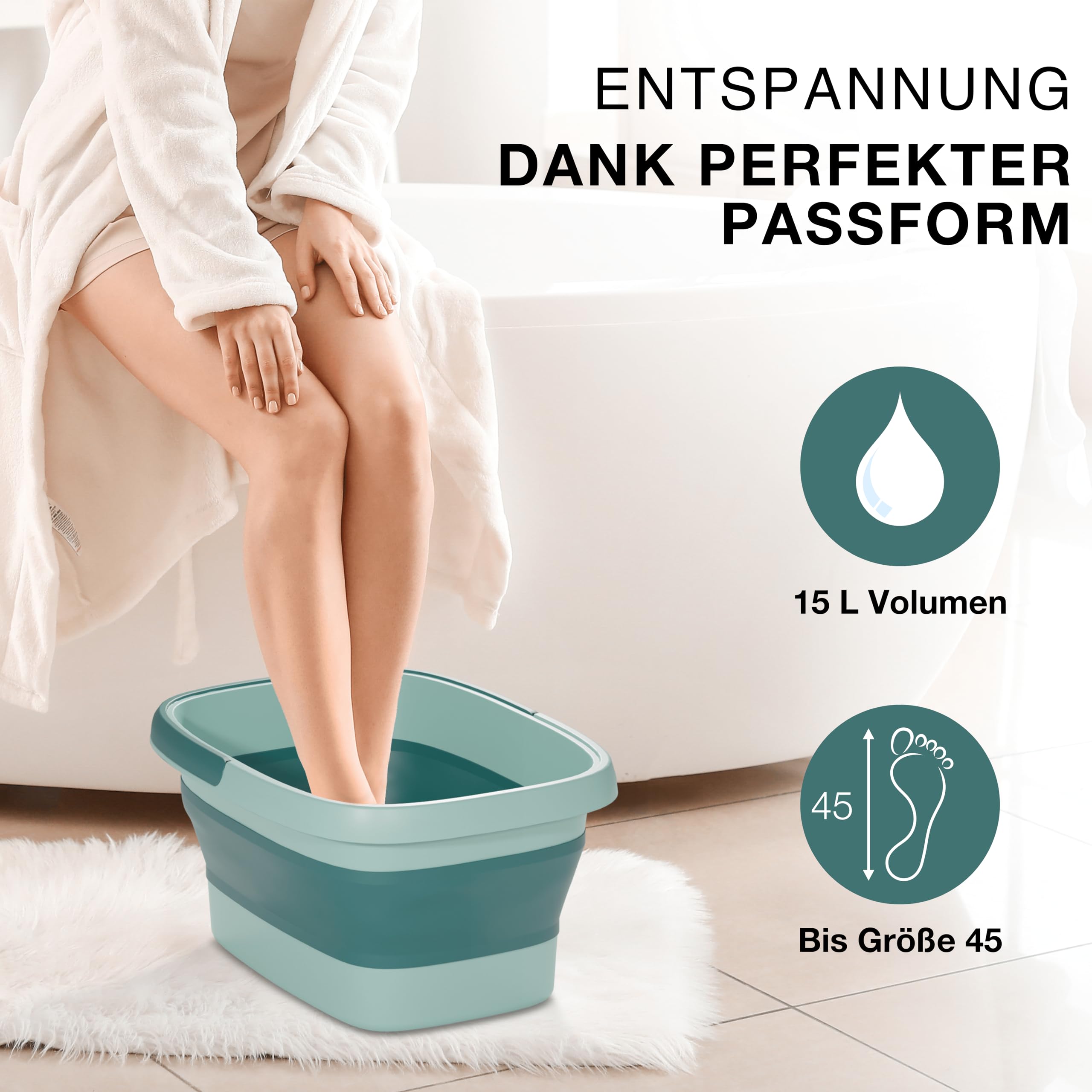 VMbathrooms Fußoase Das Original | Hochwertiges & stabiles Fußbad für wohltuende Entspannung der Füße | Fußbadewanne mit Massage-Noppen | BPA-Frei