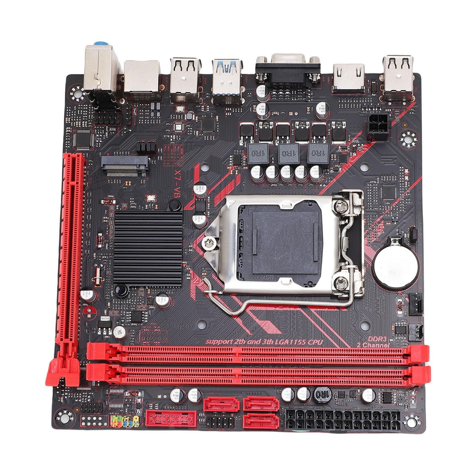 VBESTLIFE B75 Mining Mothoard, LGA1155 ITX Płyta Główna 2xDDR3 3xSerial ATA 2.0 Obsługuje 1080p Wideo M.2 NVME, dla Core I3 I5 I7 E3 Pentium Proces