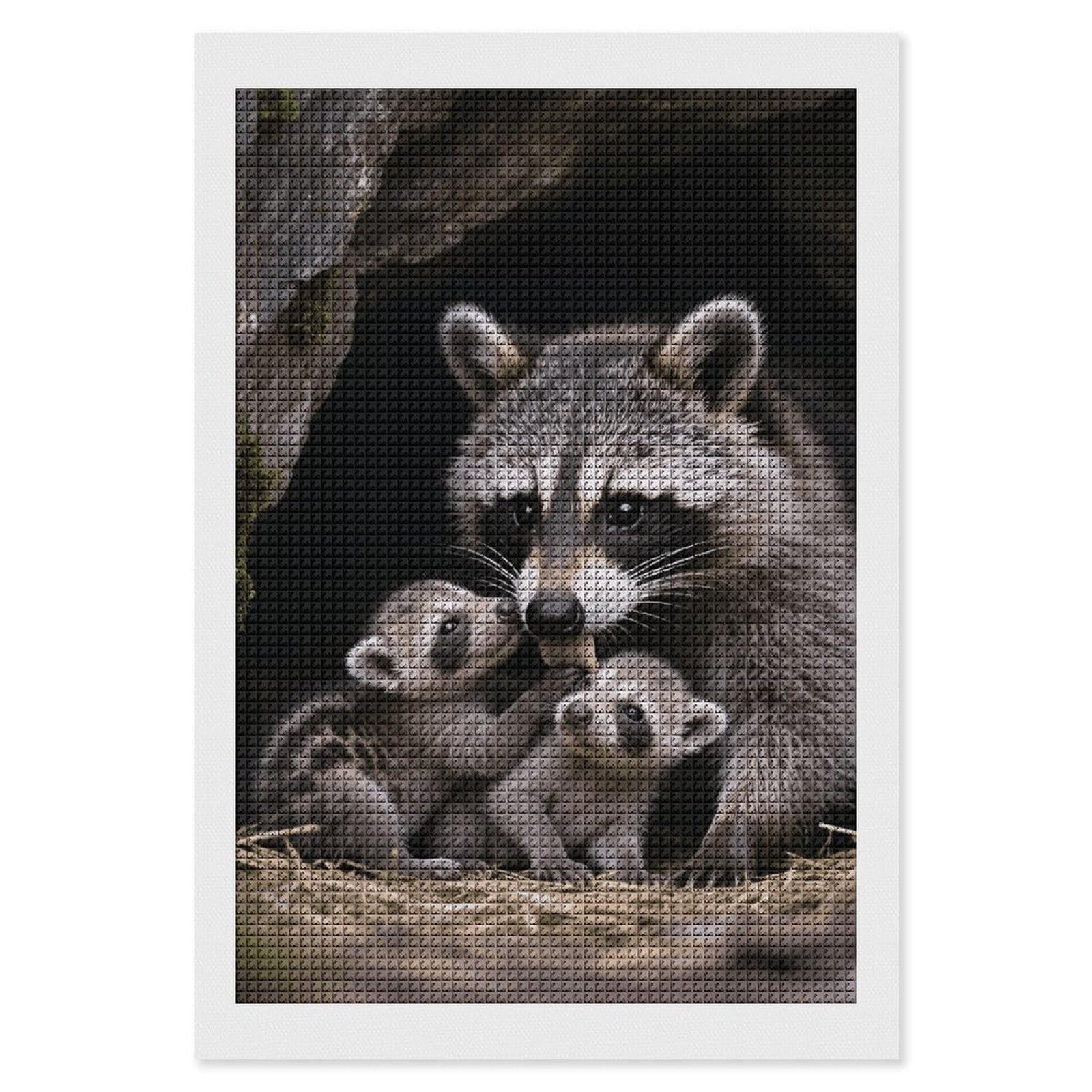 FodPand Raccoons 5D Diamond Painting Kits for Adults Beginners Full Drill Square Diamond Dots Pictures Gem Art Supplies for Home Wall Room Decoration DIY Craft Set Gift 8X12