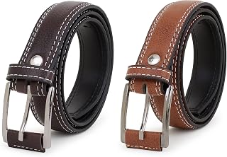 Zacharias Boy's Synthetic Leather Belt for kids kb-12 (Brown & Tan) (6-10 Years_Pack of 2) Price In India