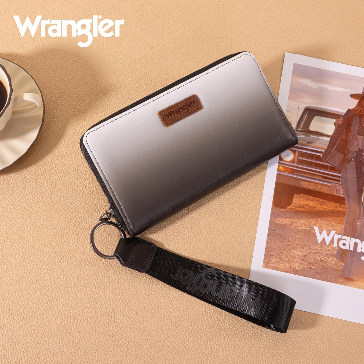 Wrangler Black Wallet for Women Wristlet Wallets, Card Cases & Money Organizers Large Capacity Phone Clutch Wallet Ladies Female Credit Card Cash Travel Wallets with ID Window WG119-W0013BK - Image 6