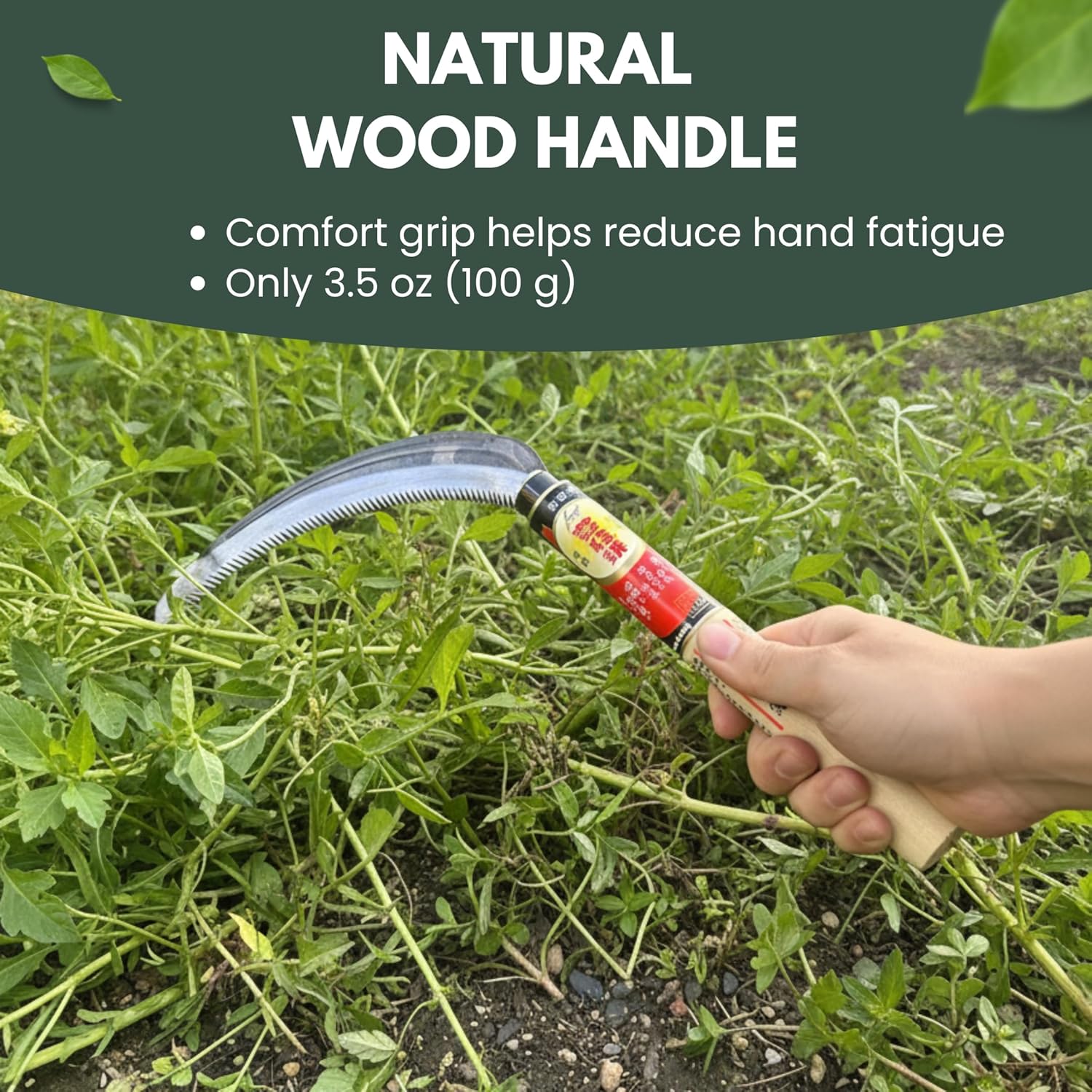 forest Originals Hounen Miyawaki Japanese Weeding Sickle (Kama) – Curved Saw-Tooth Edge, Non-Twisted Blade, High-Carbon Japanese Steel, Lightweight Natural Wood Handle, Made in Japan