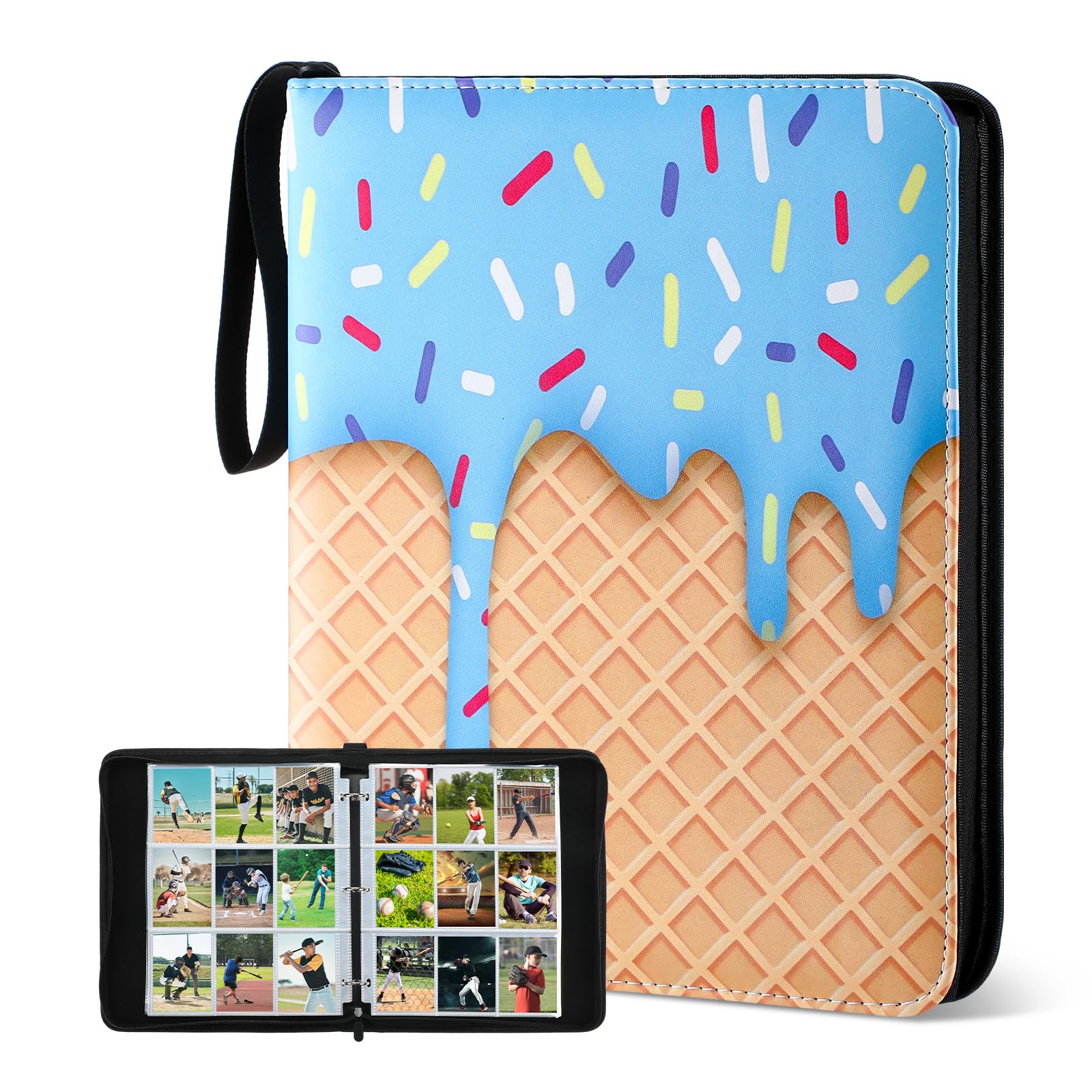 Ice Cream Drip Baseball segregator na karty kolekcjonerskie przenośny kolekcjonerski etui na album baseballowy dla chłopców sportowe materiały do gier (lody, niebieski, kieszeń 900)