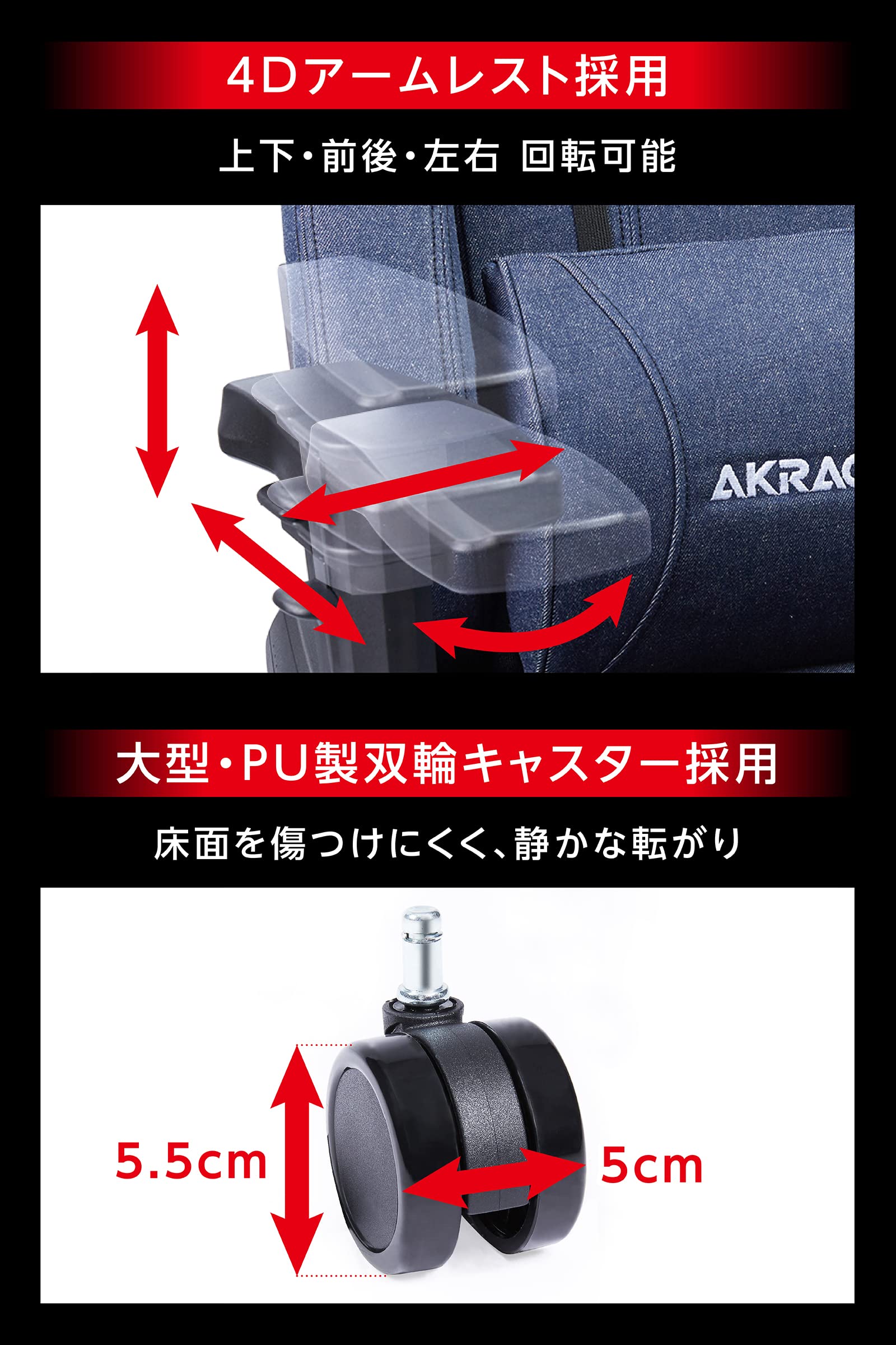 AKRacing ゲーミングチェア AKR-PREMIUM-DENIMサムネイル6